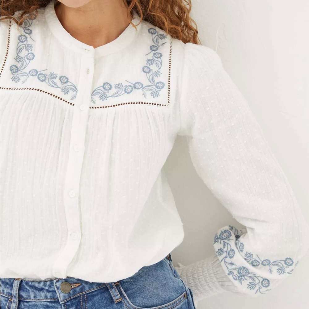 FatFace Nicole Embroidered Blouse Size 2